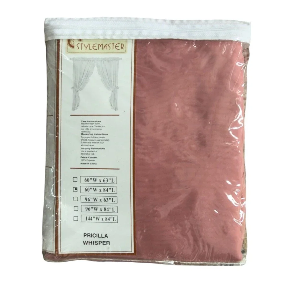 Homemaster Vintage Whisper Pricilla Rose Curtain Panel 60